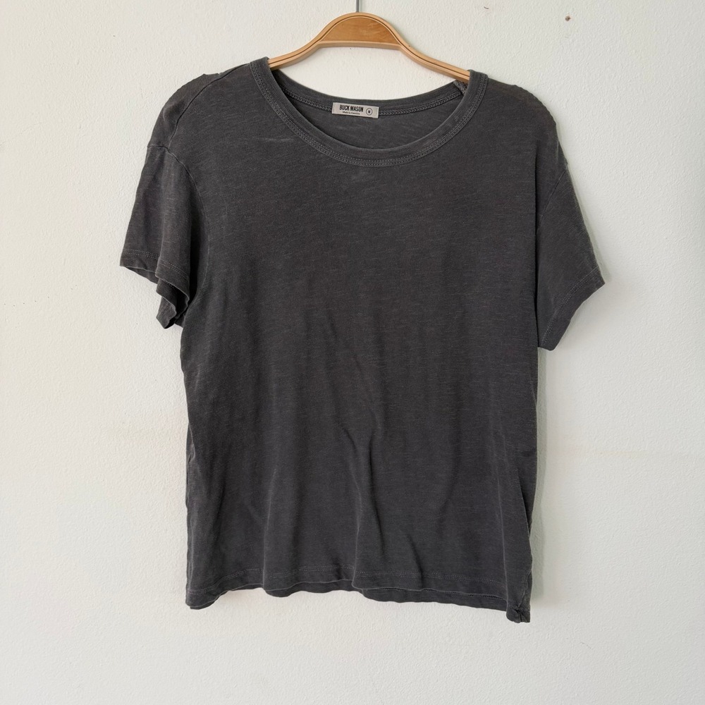 Buck Mason Charcoal Grey Slub Cotton Crew Neck Tee Made in USA M Staple Classic
